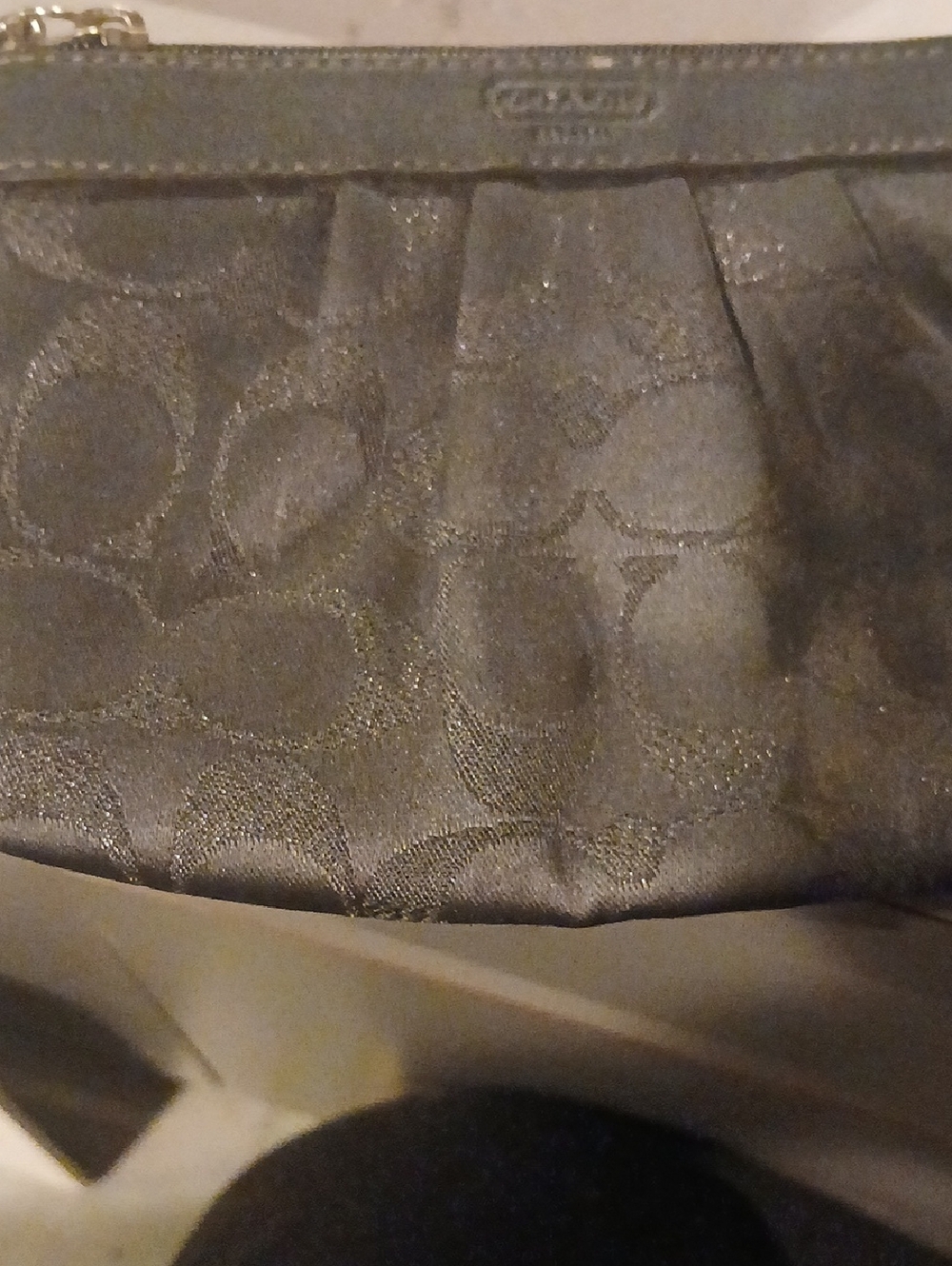 Coach Black Signature Jacquard Wristlet